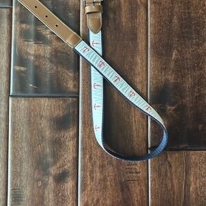 Janie and Jack Brown and White Leather Belt with Silver Buckle